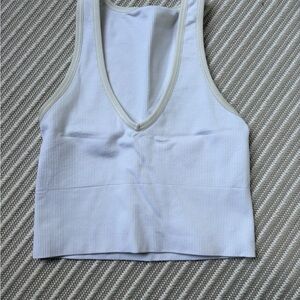 Athleta White Ribbed Tank Top